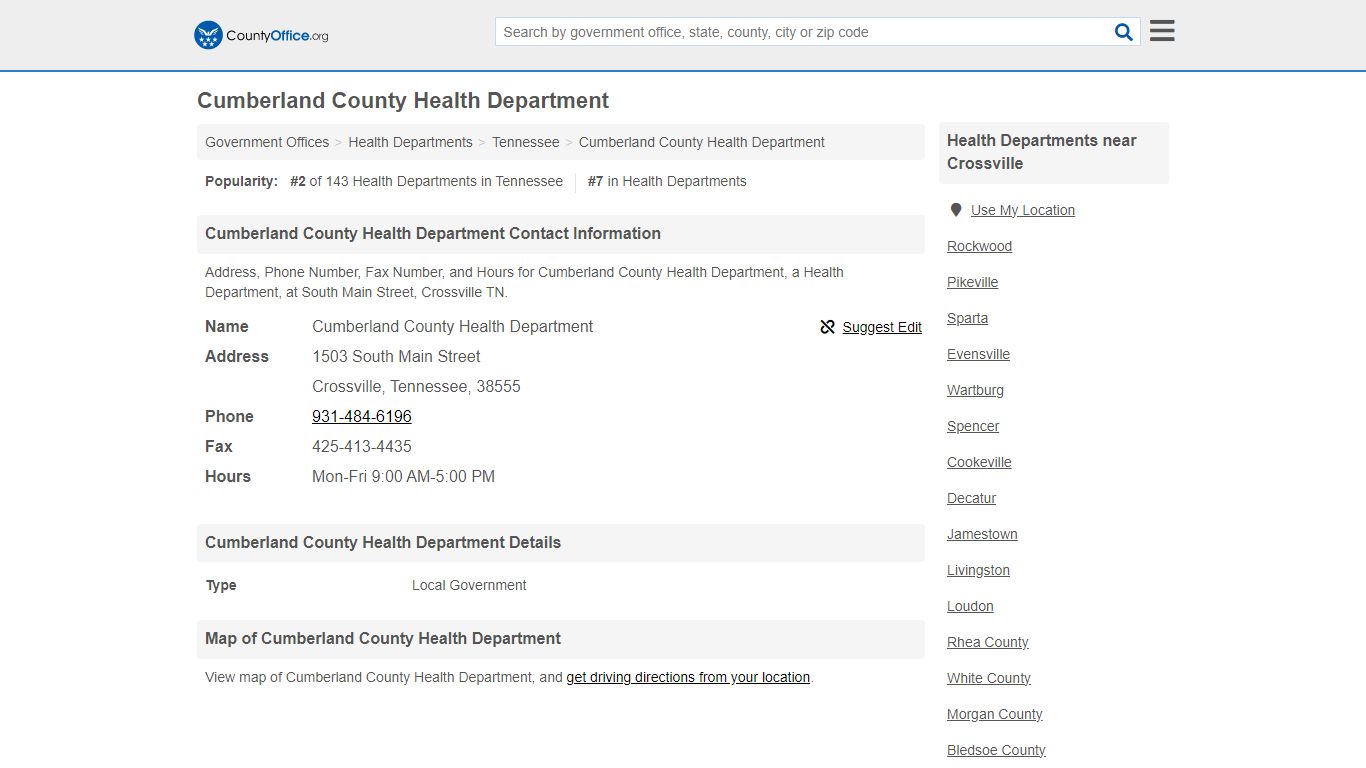 Cumberland County Health Department